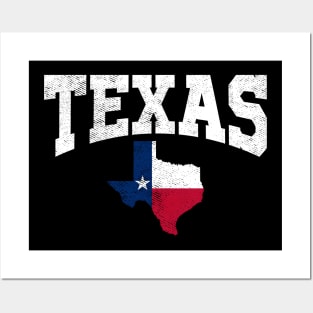 Texas - Texas State Map Flag Distressed Posters and Art